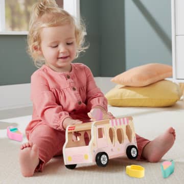 Fisher-Price Camion de Glaces Trieur de Formes en Bois, 8 Éléments - Imagen 2 de 6