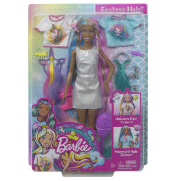 Barbie Fantasy Hair Fashion Doll With Colorful Brunette Hair, Accessories And Clothes - Image 6 of 6