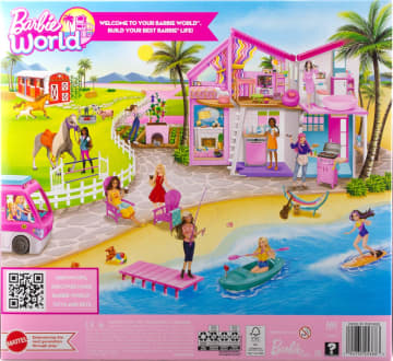 Barbie World Bathtime Toy Playset With 19 Dollhouse Accessories Including Bathtub, Toilet, & Vanity