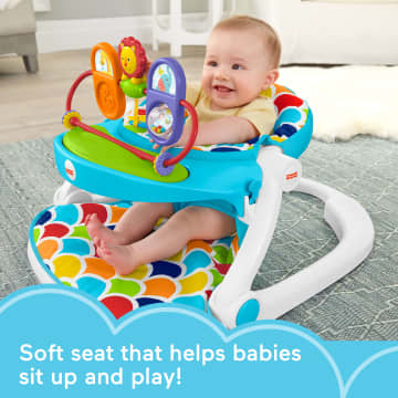 Fisher-Price Deluxe Sit-Me-Up Floor Seat Infant Chair With Feeding Tray And Toys, Happy Hills - Image 2 of 6