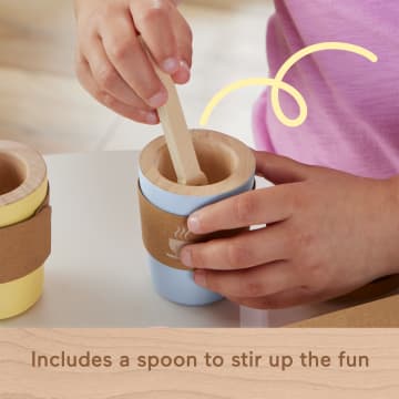 Fisher-Price Wooden Coffee To Go Set, Preschool Café Shop Playset, 15 Wood Pieces - Image 3 of 6