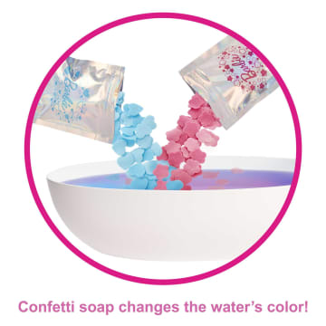Barbie Doll & Bathtub Playset, Blonde, Confetti Soap & Accessories - Imagem 3 de 6