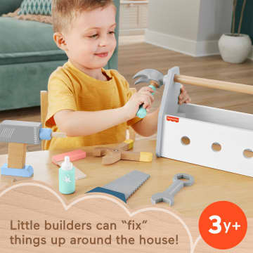 Fisher-Price Wooden Tool Box Set For Preschool Pretend Play, 9 Wood Pieces - Imagen 2 de 6