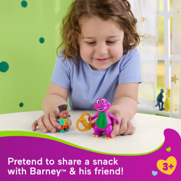 Fisher-Price Barney's World Barney's Friend David & Barney Figure Set For Kids, 3 Toys - Image 2 of 6