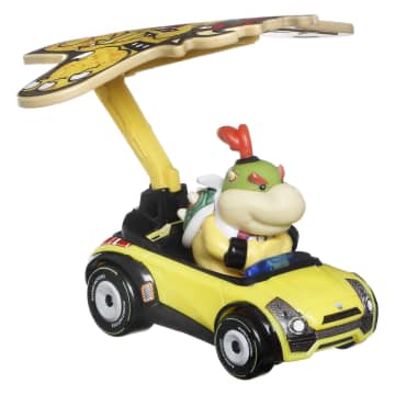 Hot Wheels Mario Kart Veículo de Brinquedo Bowser Jr Sports Coupe com Paraquedas