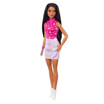 Barbie Fashionistas Doll #215 With Black Straight Hair & Iridescent Skirt, 65Th Anniversary - Image 4 of 6