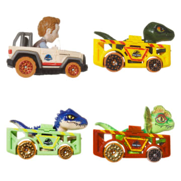 Hot Wheels RacerVerse Veículo de Brinquedo Quatro Carros de Corrida Jurassic World