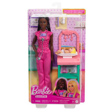 Barbie  Poupée Mode  Pédiatre, Brunette, Poupée Bébé, Meubles et Acc. - Imagen 6 de 6