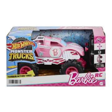 Hot Wheels RC Cars, Remote-Control Barbie Monster Truck in 1:24 Scale