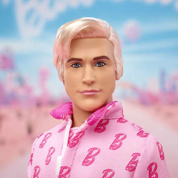 Barbie The Movie Ken Collectible Doll, Ryan Gosling As Ken Wearing Pink Jumpsuit With “B” Detail