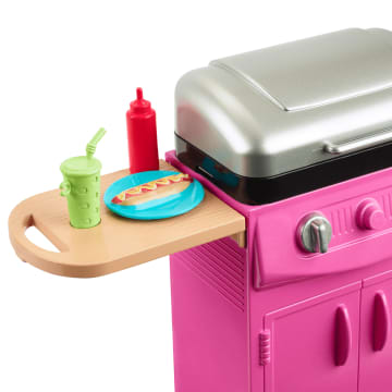 Barbie World Toy BBQ Grill Playset With 7 Dollhouse Accessories Including Grill With Working Lid & Food - Image 2 of 6