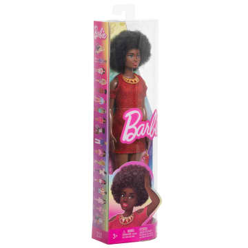 Barbie Fashionistas Doll #221 With Natural Black Hair, Red Dress & Accessories, 65th Anniversary - Image 6 of 6