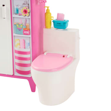 Barbie World Bathtime Toy Playset With 19 Dollhouse Accessories Including Bathtub, Toilet, & Vanity