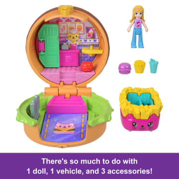 Polly Pocket Tiny Take Out Reveal Assortment, Micro Dolls & Compacts With Toy Cars, Food Theme Vehicle Collection - Image 5 of 6