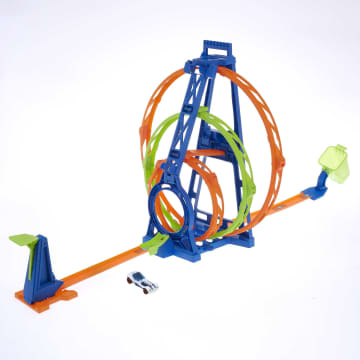 Hot Wheels Track With 1 Hot Wheels Car, Triple Loop Kit Track Set - Imagen 2 de 6