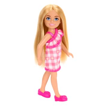 Barbie Chelsea Doll, Small Doll Wearing Removable Checked Dress With Blonde Hair & Blue Eyes - Imagem 4 de 6