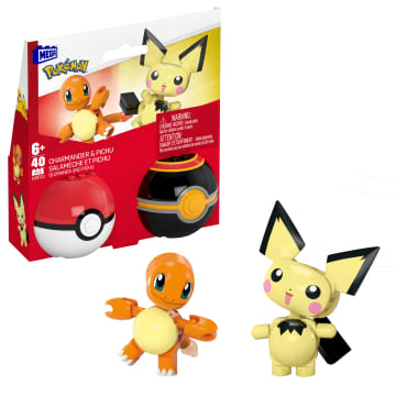 MEGA Pokémon Jogo de Construção Pokébola Charmander & Pichu
