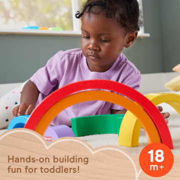 Fisher-Price Wooden Stacking Rainbow, Building Toy For Toddlers, 6 Wood Pieces - Imagen 2 de 6