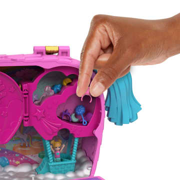 Polly Pocket Unicorn Partyland Playset With 2 Micro Dolls, Pets & 25+ Surprise Accessories, Birthday Celebration With Hot Air Balloon Ride
