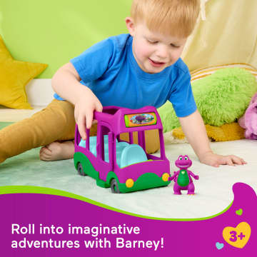 Fisher-Price Barney's World Adventure Bus Push-Along Toy & Barney Figure For Kids, 2 Pieces - Image 2 of 6