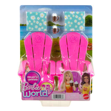 Barbie World Pink Chair Playset With 6 Accessories Including Furniture, Blankets, & Mugs - Imagem 5 de 6