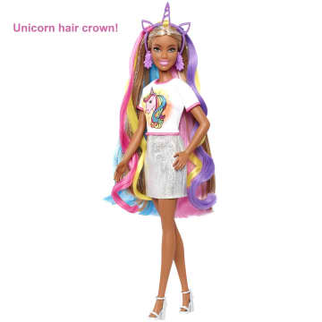 Barbie Fantasy Hair Fashion Doll With Colorful Brunette Hair, Accessories And Clothes - Image 4 of 6