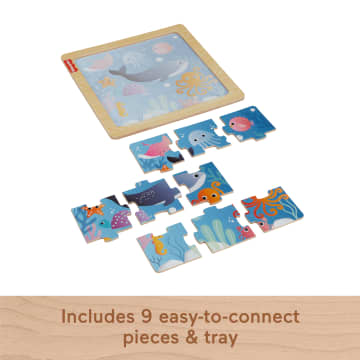 Fisher-Price Wooden Jigsaw Puzzle Ocean Sea Theme For Toddlers & Preschool Kids, 9 Wood Pieces - Image 3 of 10