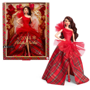 Barbie 2024 Holiday Barbie Dolls, Seasonal Collector Gift, Barbie Signature, Plaid Gown With Red Bow