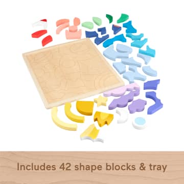 Fisher-Price Wooden Space Blocks Puzzle For Preschool Kids, 42 Wood Pieces - Imagem 5 de 6