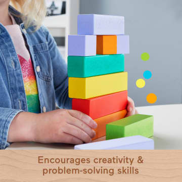Fisher-Price Wooden Stacking Blocks Building Toy For Toddlers, 65 Wood Pieces