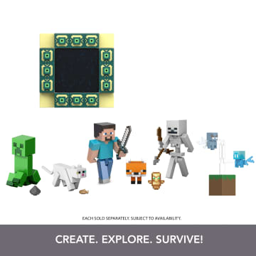 Minecraft Action Figures & Accessories Collection, 3.25-in Scale & Pixelated Design (Characters May Vary)