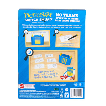 Pictionary Sketch Squad Cooperative Party Game For Adults, Teens And Game Night With Clues Case