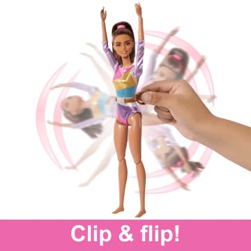 Barbie Gymnastics Playset With Brunette Fashion Doll, Balance Beam, 10+ Accessories & Flip Feature - Image 3 of 6
