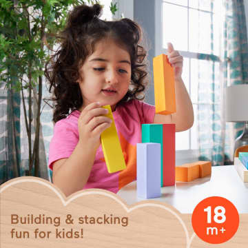 Fisher-Price Wooden Stacking Blocks Building Toy For Toddlers, 65 Wood Pieces