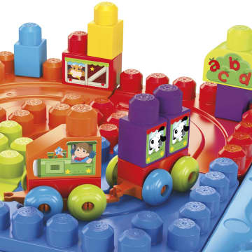MEGA BLOKS Toy Blocks Blue Build N Learn Table With Storage (30 Pieces) For Toddler