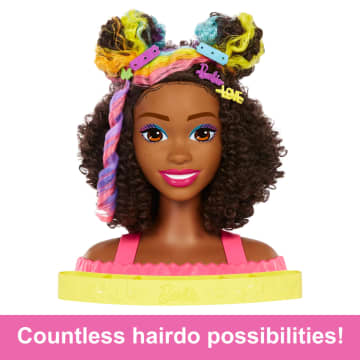 Barbie Deluxe Styling Head, Barbie Totally Hair, Curly Brown Rainbow Hair - Image 4 of 6