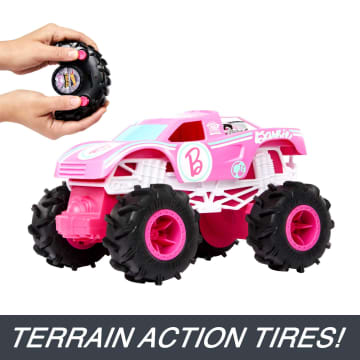 Hot Wheels RC Cars, Remote-Control Barbie Monster Truck in 1:24 Scale