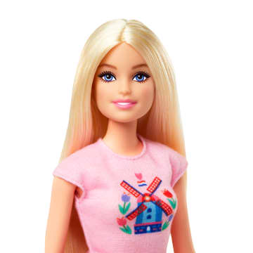 Barbie Pink Passport Holland Doll Set with Bicycle, Clothes