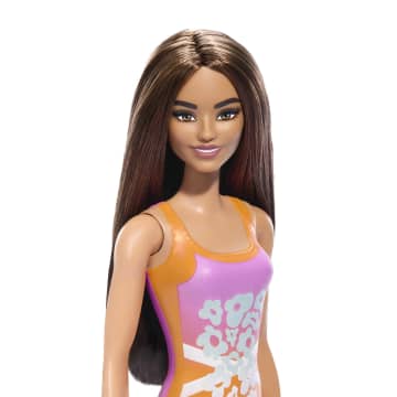 Beach Barbie Doll With Light Brown Hair Wearing Tropical Pink And Orange Swimsuit - Image 2 of 5