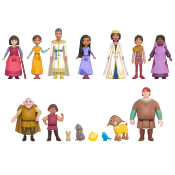 Disney's Wish Kingdom Of Rosas Character Small Doll Set, 10 Posable Mini Dolls & 5 Friend Figures