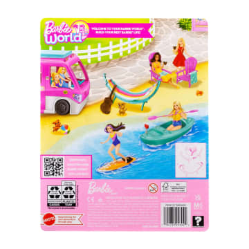 Barbie World Hammock Set With 7 Camping Accessories Including Swinging Hammock With Guitar & Puppy