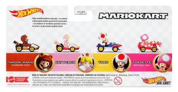 Hot Wheels Mario Kart Vehículo de Juguete Paquete de 4 con Tanooki Mario, Toad, Cat Peach y Toadette - Imagen 6 de 6