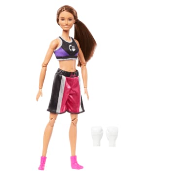 Barbie Made To Move Boxer Doll & Accessories, Brunette Doll Wearing Uniform With Boxing Gloves - Imagem 5 de 6