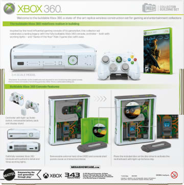 MEGA Microsoft Xbox 360 Replica Building Toy Kit With Lights (1342 Pieces) For Collectors