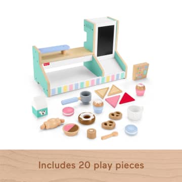 Fisher-Price Wooden Coffee Shop Set For Preschool Pretend Play, 20 Wood Pieces - Imagen 5 de 6