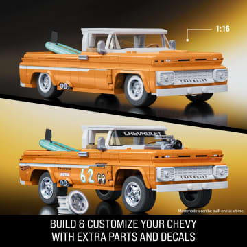 (Sold Out) Mattel Brick Shop Hot Wheels Custom ’62 Chevy Pickup Building Toy Kit (858 Pieces), For Collectors