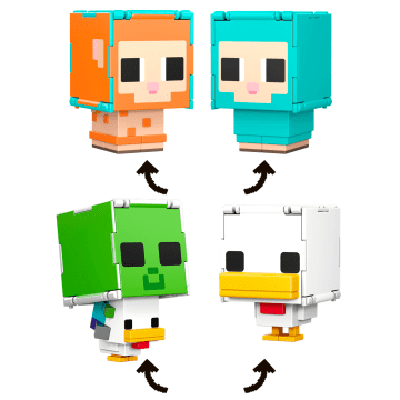 Minecraft Flippin' Figs Action Figure 2-in-1 Con Testa Girevole - Personaggio Misterioso Da 9,5 Cm - Giocattolo Fidget Collezionabile Per Bambini 6+ Anni