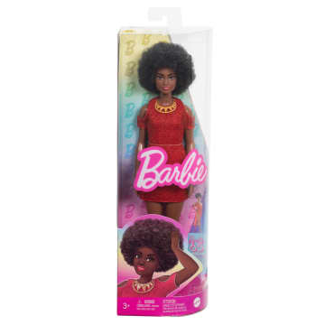 Barbie Fashionistas Doll #221 With Natural Black Hair, Red Dress & Accessories, 65th Anniversary - Image 6 of 6