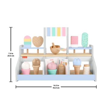 Fisher-Price Wooden Ice Cream Shop Set For Preschool Pretend Play, 18 Wood Pieces - Image 6 of 6