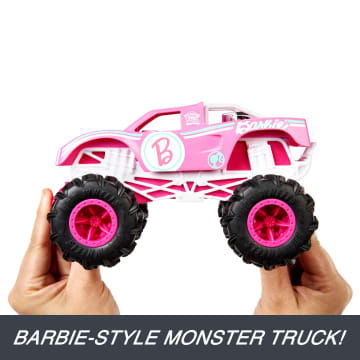 Hot Wheels RC Cars, Remote-Control Barbie Monster Truck in 1:24 Scale